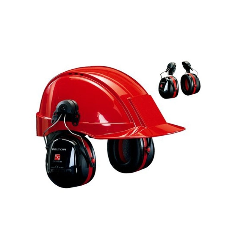 3M PELTOR Optime III Ear Defenders, 34 dB, Black/Red, Helmet Mounted attachment, H540P3K-413-SV