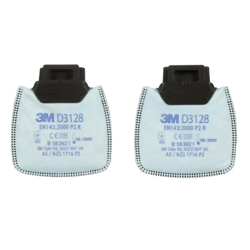 3M D3128 Secure Click P2R Particulates, Ozone (up to 10 x WEL) & nuisance levels of Organic Vapours & Acid Gases - 1 Pair